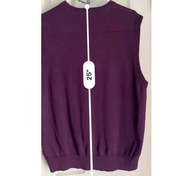 IZOD Men's V-Neck Sweater Vest Plum Purple Fine Gauge Knit Classic Large NEW - Picture 8 of 13